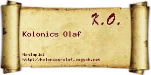 Kolonics Olaf névjegykártya
